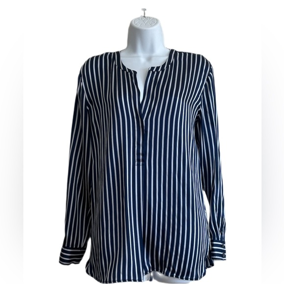 * Rails ‘Pearl’ Long Sleeve Vertical Stripe Silk Blouse - Picture 1 of 9